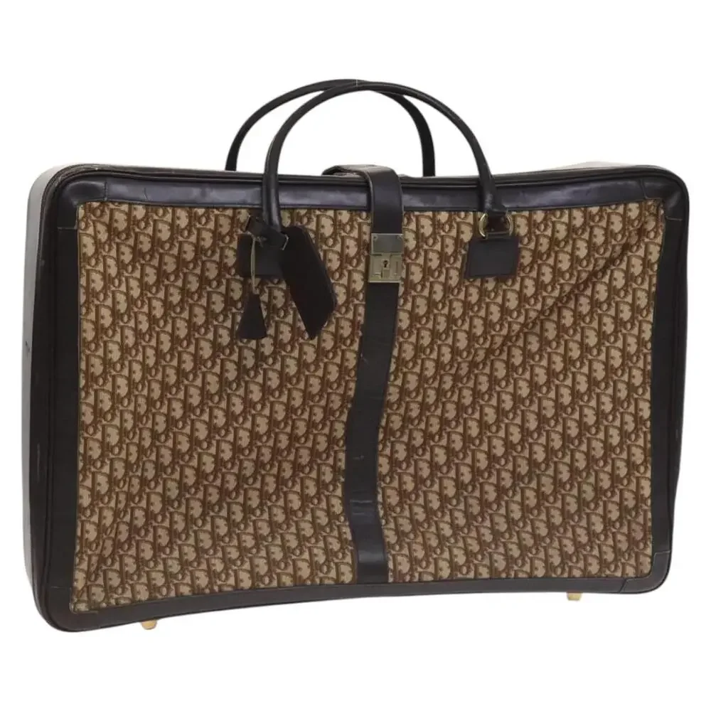 DIOR Trotter Canvas Suitcase Brown